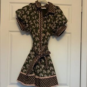 Entro Olive and Chocolate Patterned Dress
